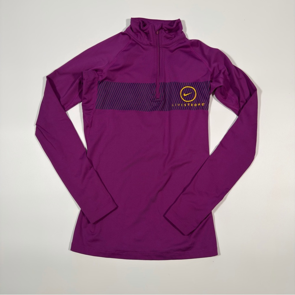 Nike Dri-Fit Women's Live Strong Purple Long Sleeve‎ 1/4 Zip Pullover Size XS